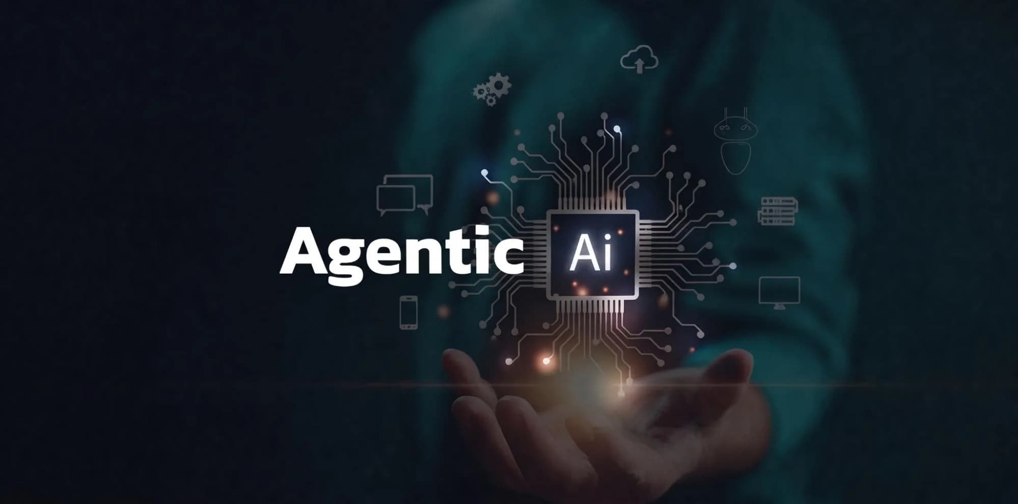 Agentic AI chip connected to cloud, devices, data and automation tools